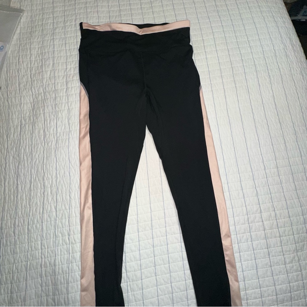 Crane Ladies Premium High Waisted Leggings Black Pink Stripe Medium NWT - Picture 3 of 6
